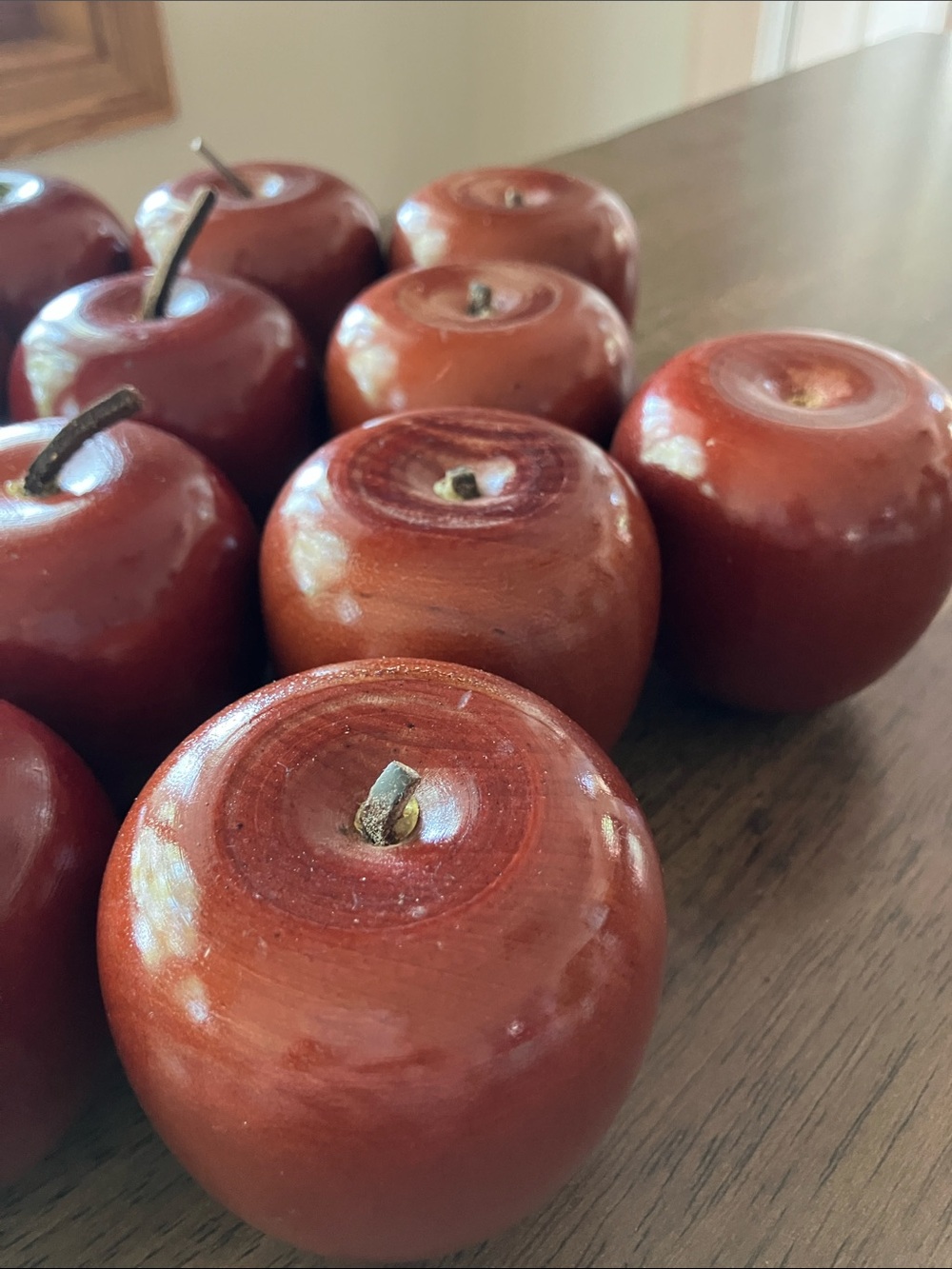 Set of 13 Decorative Red Wooden Apples - Picture 4 of 13